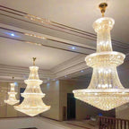 Modern Crystal Staircase Chandelier in Gold or Black