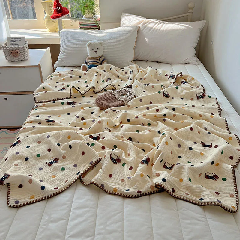 بطانية كرتونية قطنية كورية من DecorBites™ للسفر والمنزل - للأطفال والكبار