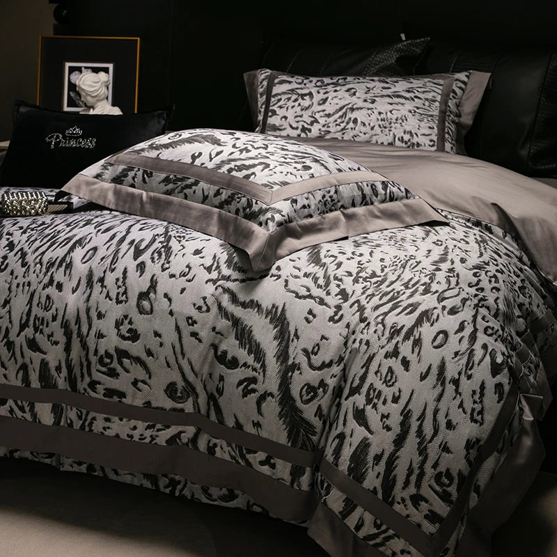 DecorBites™ 1000TC Egyptian Cotton Zebra Print Bedding Set with Duvet Cover, Sheet, Pillowcases