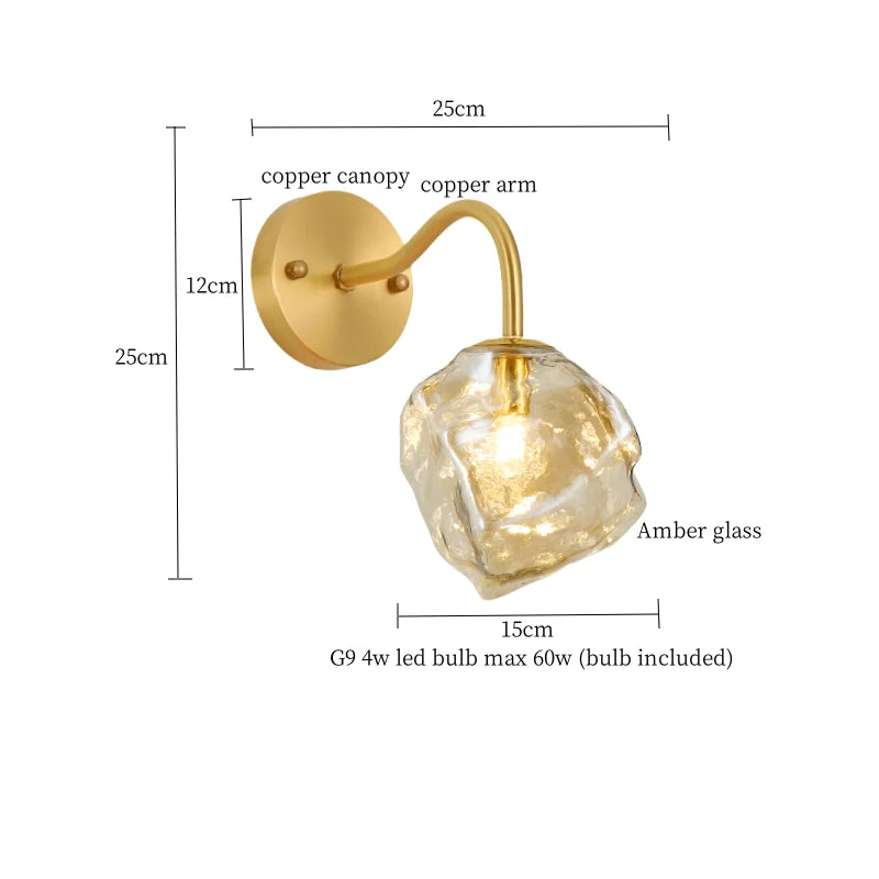 DecorBites™ Grey Glass LED Wall Lamp for Home Decor and Lighting