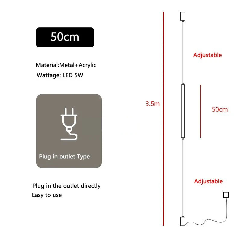 Italian Linear Black Metal & Acrylic Pendant Light