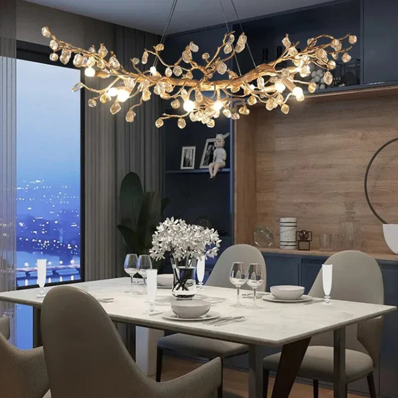 DecorBites™ Crystal Branch Ceiling Chandelier | Indoor Dining Living Room Light Fixture