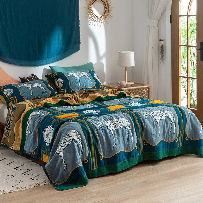 Couverture Serviette en Gaze de Coton DecorBites™ - Jacquard Double Face Teint en Fil pour Adultes et Enfants
