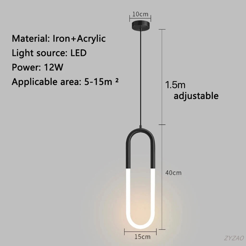 Modern Black Gold Iron Acrylic Pendant Light