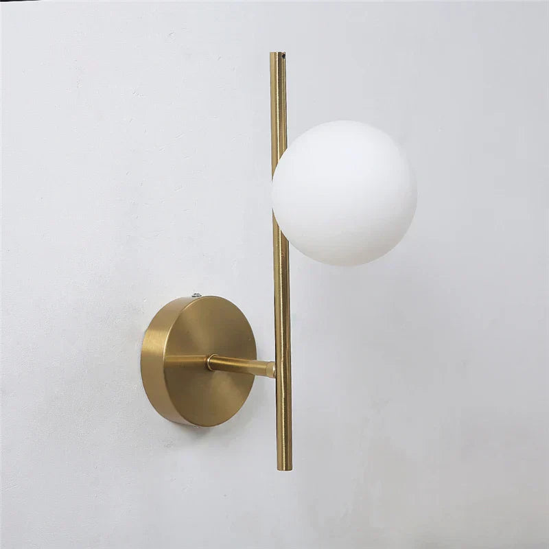 DecorBites™ Golden LED Wall Lights with Milky Glass Ball Design