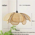 Hand-Woven Natural Rattan Petal Pendant Light