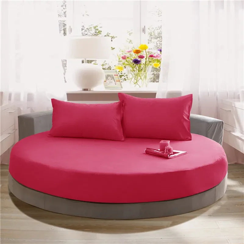DecorBites™ Cotton Round Bed Sheet Set with Elastic Band, Soft & Skin-Friendly Fitted Sheets