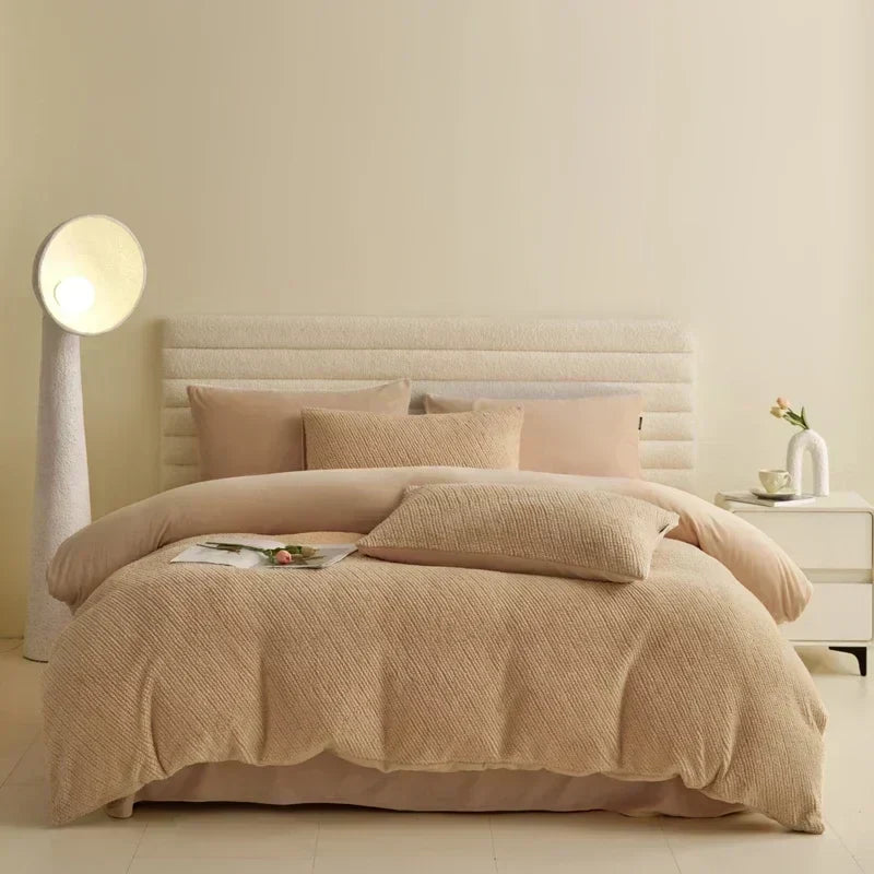 DecorBites™ 2024 Winter Fleece Bedding Set King Queen Twin Double Duvet Cover Kit