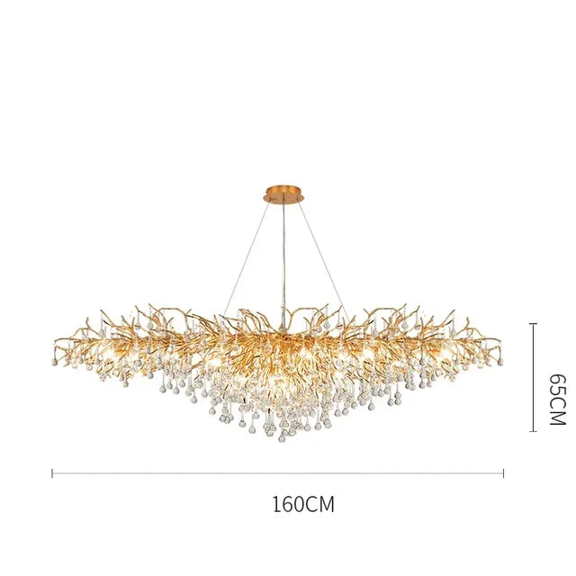 فانوس زجاجي معلّق ذهبي من DecorBites™ Gold Chandelier لديكور المنزل - إضاءة عصرية فاخرة