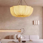 Japanese Fabric Flower Pendant Light With Iron Chain