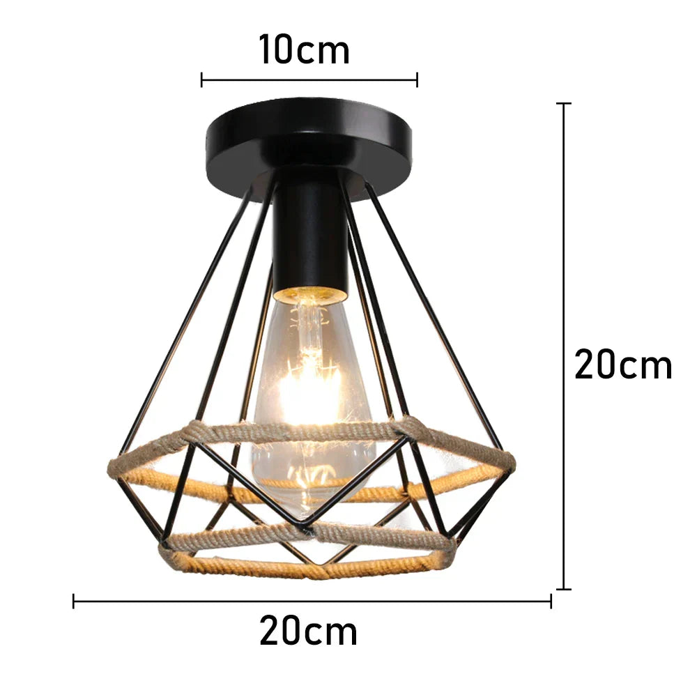 ثريا سقف بحبل القنب من DecorBites™ لغرفة النوم وغرفة المعيشة والمطبخ LED