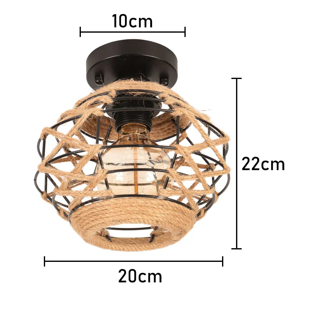 ثريا سقف بحبل القنب من DecorBites™ لغرفة النوم وغرفة المعيشة والمطبخ LED