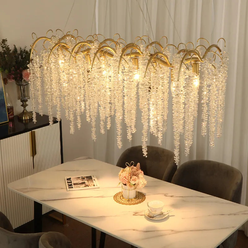 DecorBites™ Crystal Wistaria Ceiling Chandelier - Artistic Branch Design Pendant Lighting for Home Decor