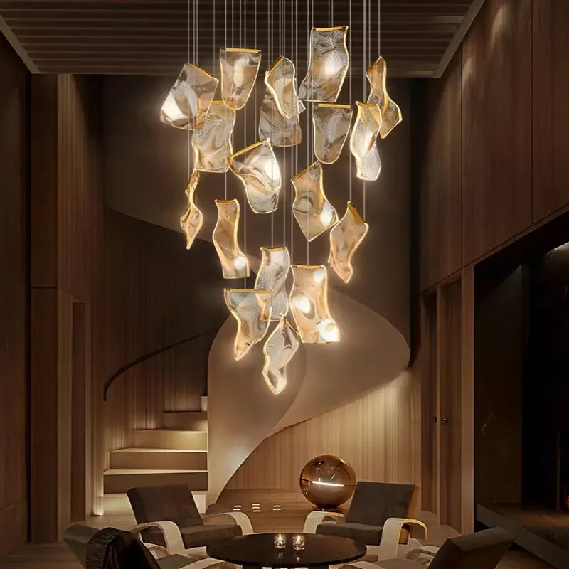 DecorBites™ ثريا سقف LED، مصباح معلّق للدرج، إضاءة عصرية مبتكرة لغرفة المعيشة وغرفة الطعام