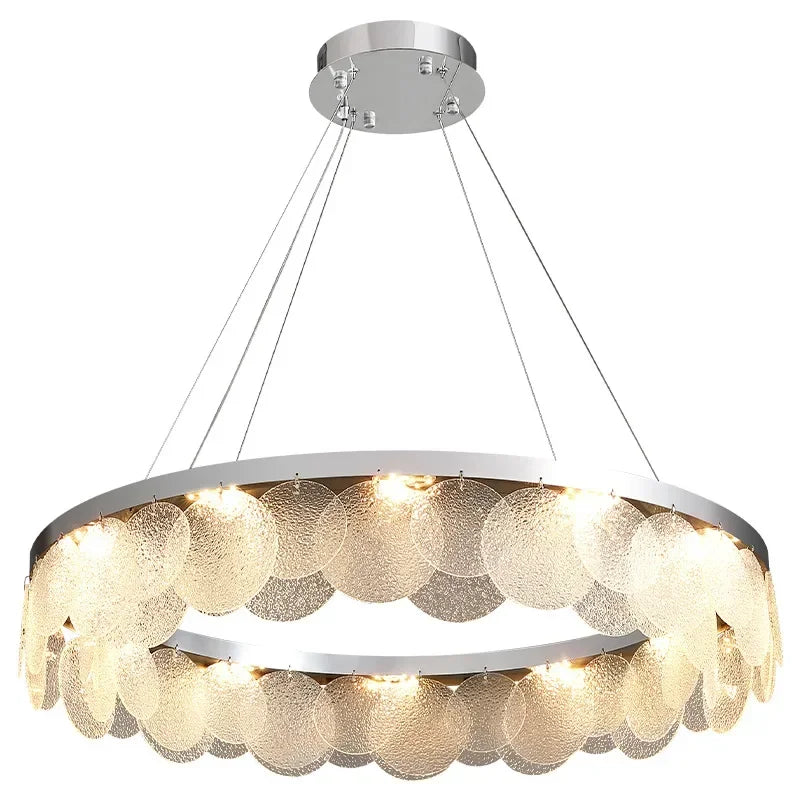 DecorBites™ ثريا زجاجية ومصباح سقف LED | فن معدني حديث | ديكور داخلي لغرفة المعيشة والمطبخ
