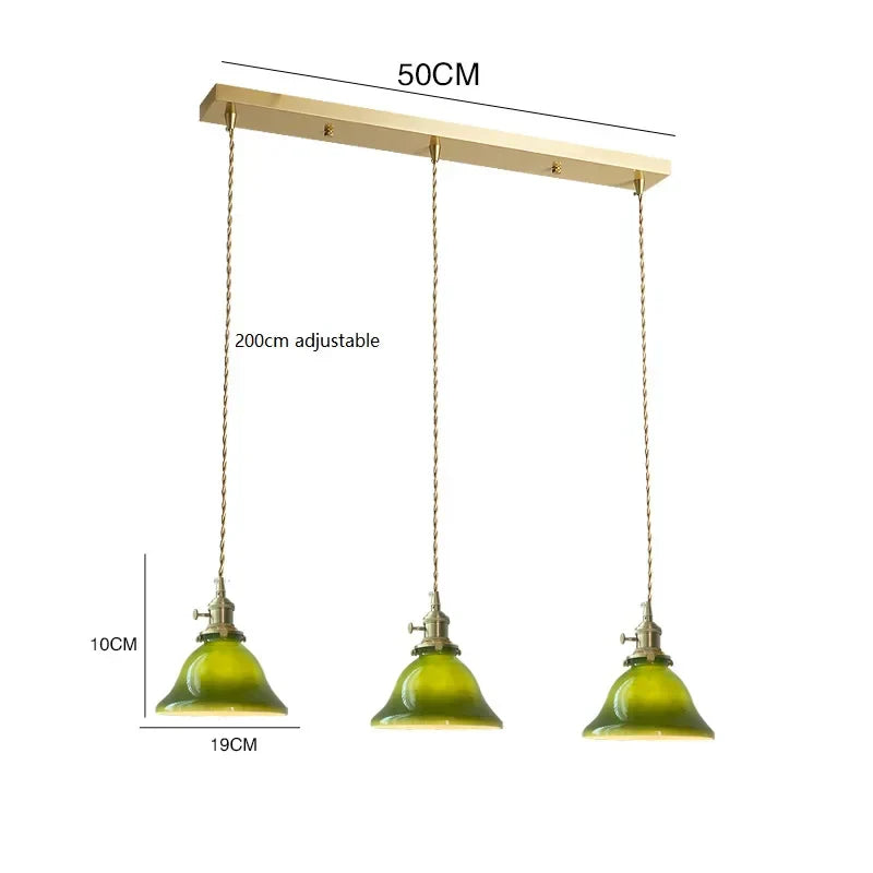 مصباح قلادة DecorBites™ LED الزجاجي الأخضر للمنزل والمطعم والبار والديكور على طراز الدور العلوي.