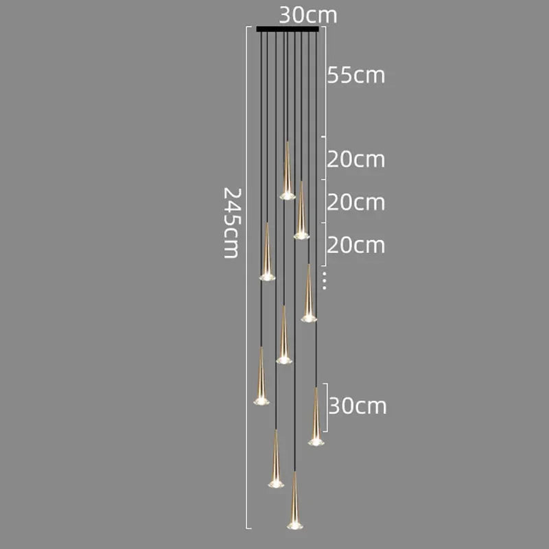 DecorBites™ Crystal LED Stair Chandelier: Luxury Long Stair Lighting Fixture with Creative Island Design