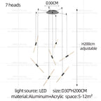 Modern Black Multi-Light Stairwell Pendant Light