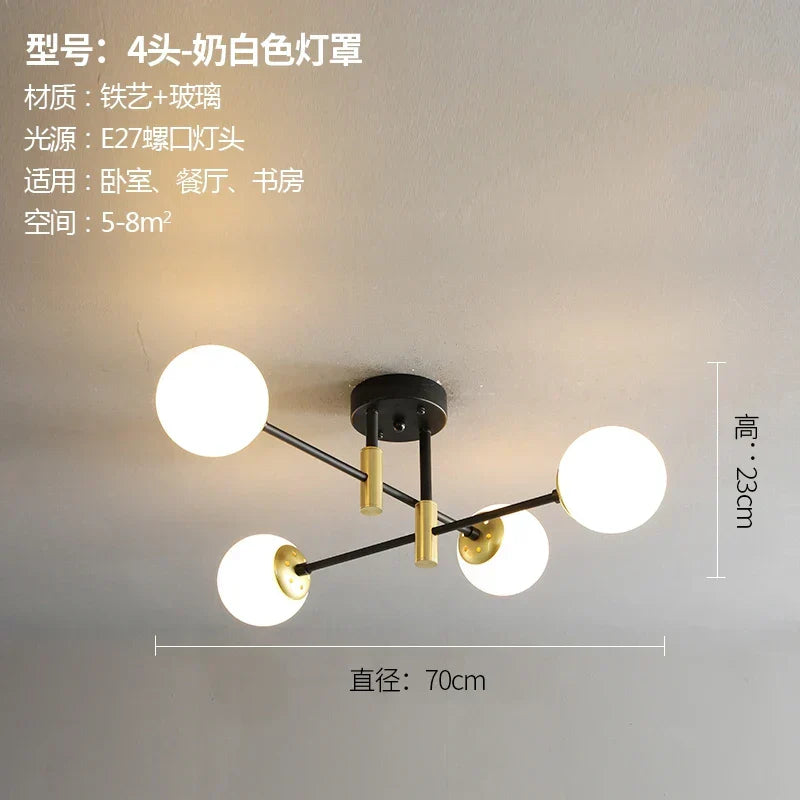 DecorBites™ Glass Ball LED Chandelier Ceiling Light for Living Room and Kitchen