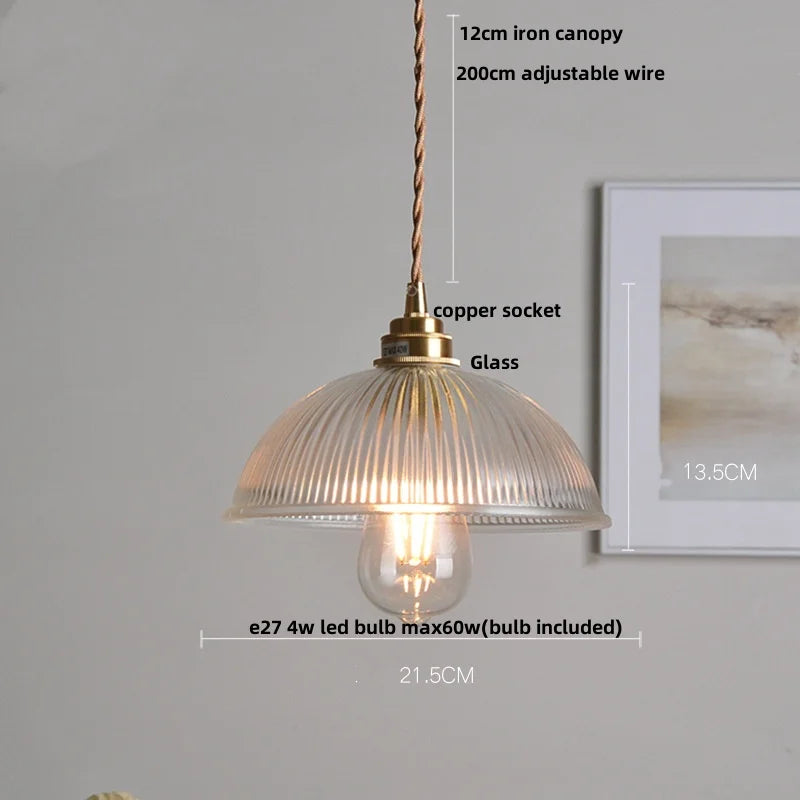 DecorBites™ Clear Glass Nordic LED Pendant Light Fixture with Brass Knob Switch