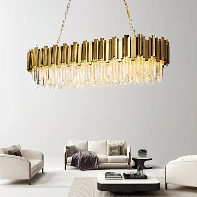 DecorBites™ ثريا كريستال ذهبية: إضاءة LED متدلية فاخرة وعصرية لديكور غرف المعيشة والطعام والنوم