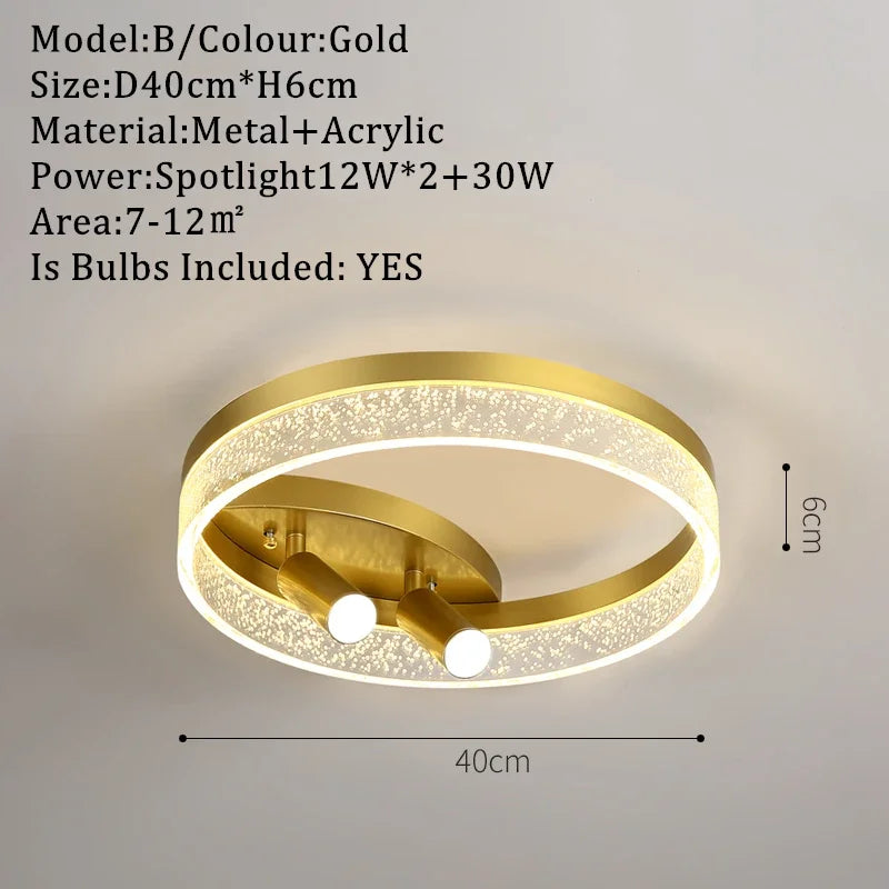 DecorBites™ مصابيح سقف LED ذهبية مع جهاز تحكم عن بعد، قابلة للتعتيم لغرفة المعيشة والمطبخ