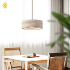 Wabi-Sabi Round Travertine Stone Pendant Light