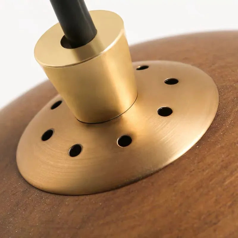 Nordic Wood And Acrylic Pendant Light In Brown