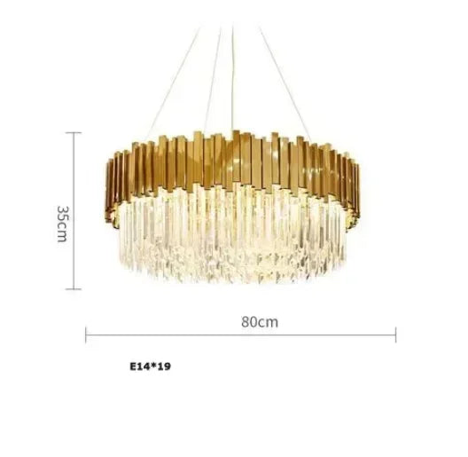 مصباح سقف كريستالي ذهبي DecorBites™ لغرفة المعيشة وغرفة الطعام العصرية