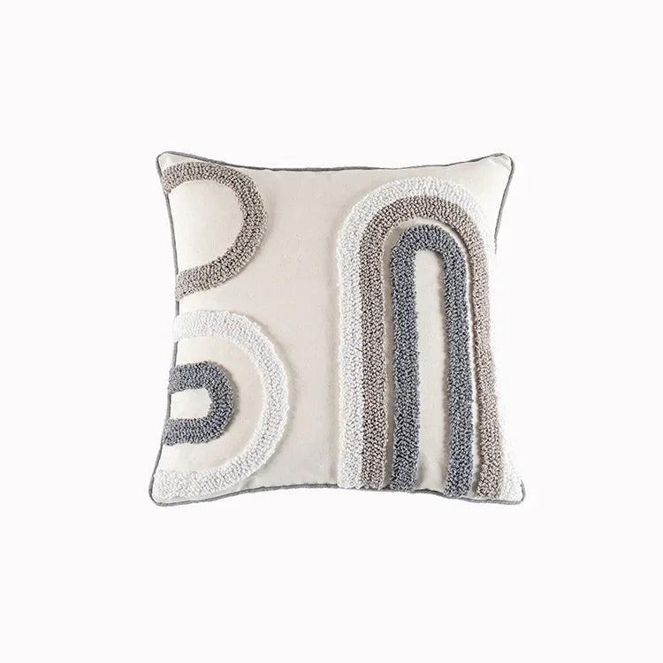 DecorBites™ Geometric Tufted Beige Gray Cushion Cover Nordic Style for Modern Decor