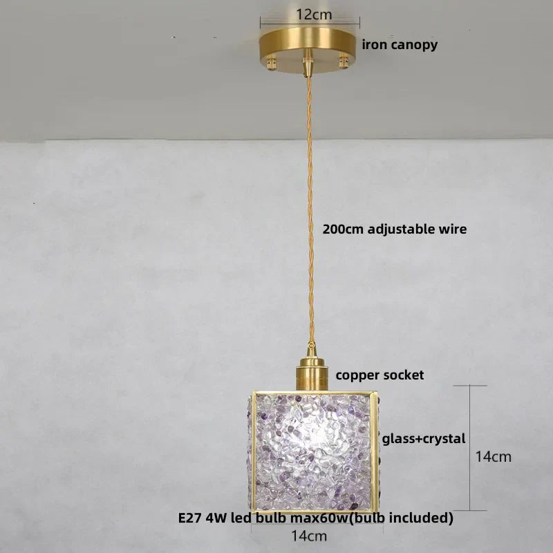 DecorBites™ Crystal Glass LED Pendant Lamp with Adjustable Copper Socket for Modern Luxury Décor