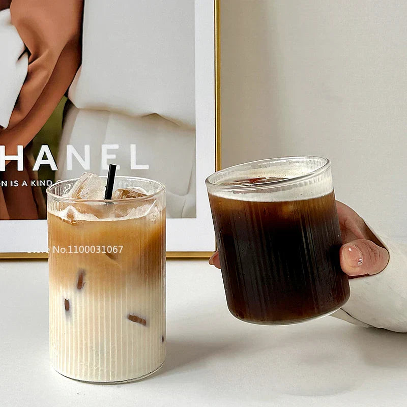 DecorBites™ Glass Cafe Coffee Cup Water Cup Iced Latte Americano Juice Glass