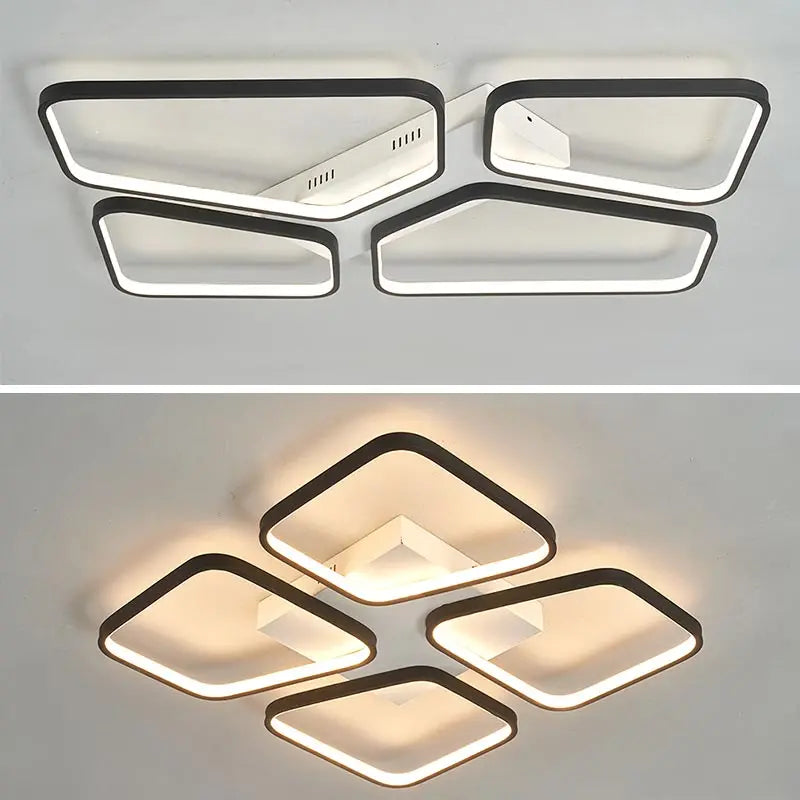 DecorBites™ Black LED Chandelier Ceiling Light Remote Control Fixture for Living Room, Bedroom & Kitchen