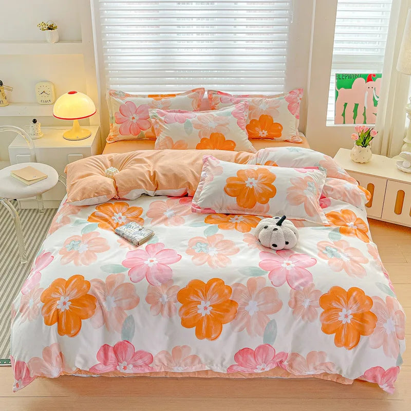 DecorBites™ Cozy Cotton Bedding Set for Double Bed, Autumn Winter Duvet Cover Kit