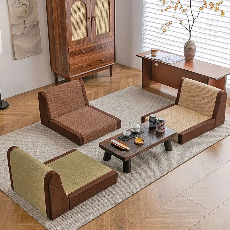 DecorBites™ كراسي تاتامي على الطراز الياباني، كراسي غرف، كراسي بلا أرجل، كراسي نوافذ خليجية، كراسي بمسند ظهر