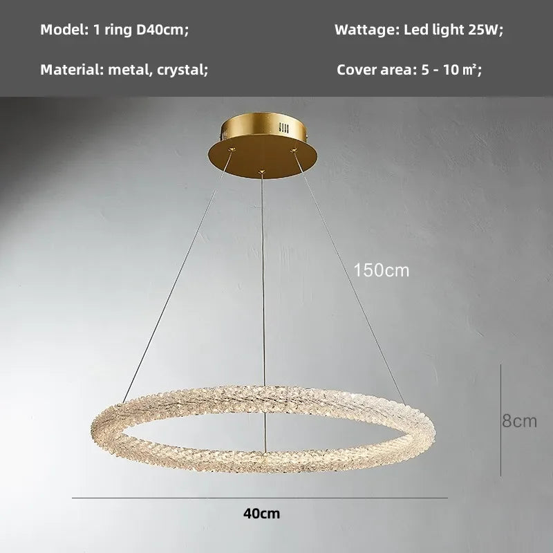 DecorBites™ Crystals Pendant Lights: Modern Dimmable Chandelier for Luxury Living Room, Dining, Bedroom