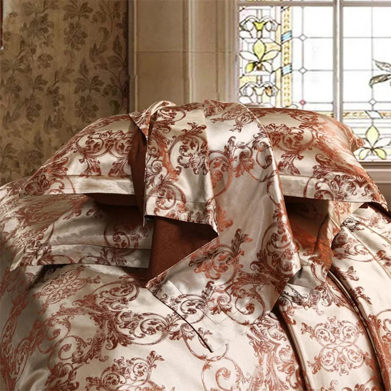 DecorBites™ Jacquard Satin Luxury Bedding Set - Queen Size Luxe Duvet Cover Set