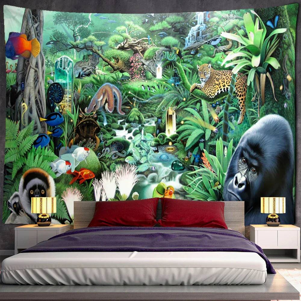 DecorBites™ Jungle Animal Tapestry Wall Hanging: Bohemian Style Home Decor & Children's Room Art