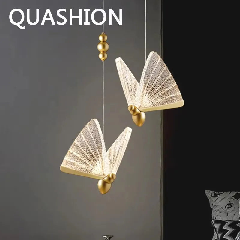 Nordic Butterfly Pendant Light With Iron And Acrylic