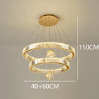 Modern Crystal Ring Staircase Chandelier Pendant Light