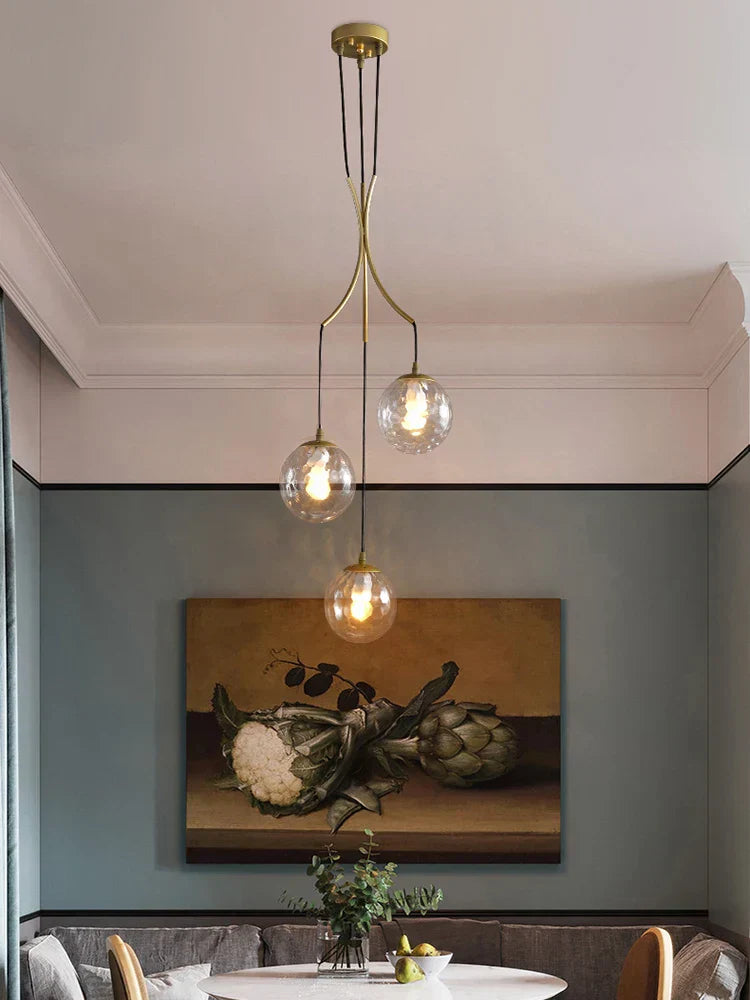 DecorBites™ Glass Ball LED Chandelier, Modern Minimalist Loft Villa Staircase Decor