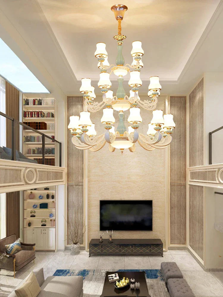 DecorBites™ Deluxe Duplex Living Room Chandelier - Elegant Villa & Hotel Pendant Lighting