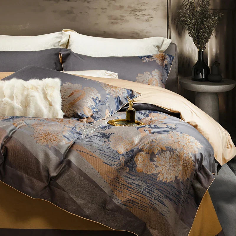 DecorBites™ 1500TC Egyptian Cotton Jacquard Bedding Set - Queen/King Size Linens