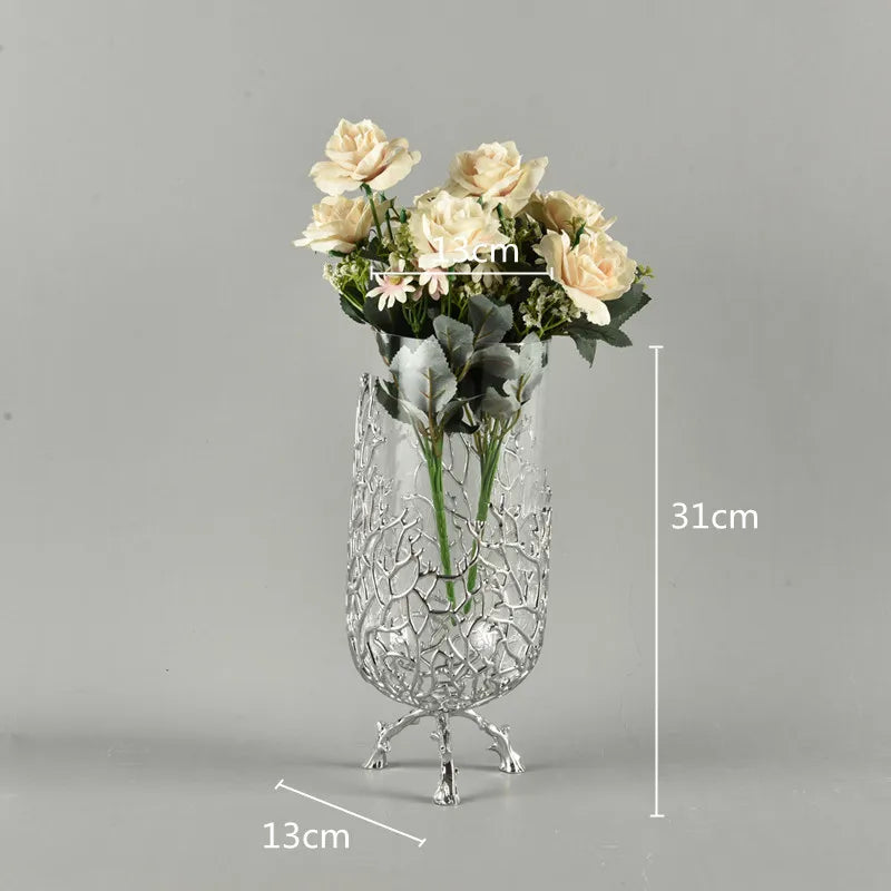 DecorBites™ Coral Crystal Tree Glass Vase Metal Frame Resin Ocean Figurines, Home Decor