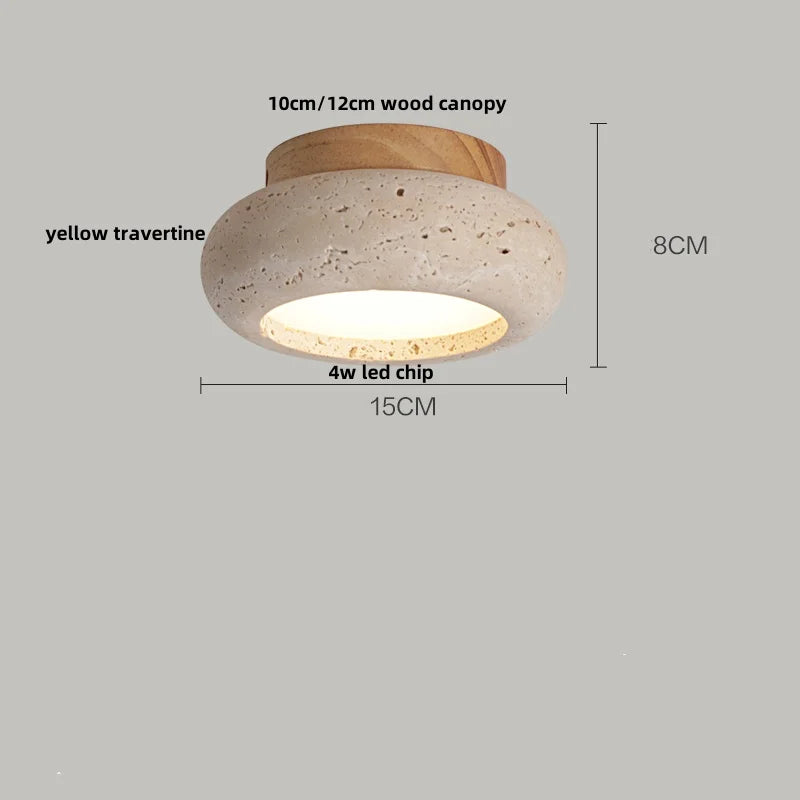 DecorBites™ Glass Ball LED Ceiling Light, Japan Style, Yellow Travertine, Restaurant Reading Décor