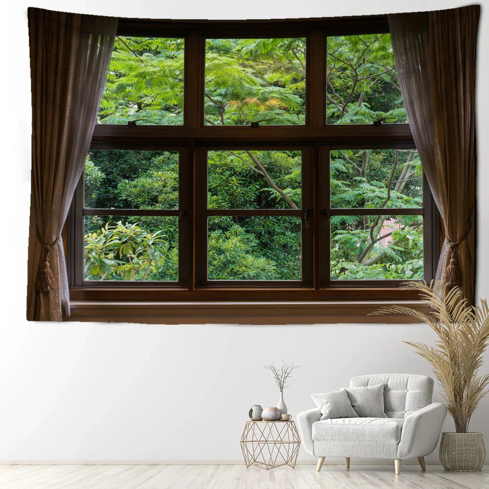 DecorBites™ Jungle Scenery Wall Tapestry: Natural Boho Minimalist Art for Home Decoration