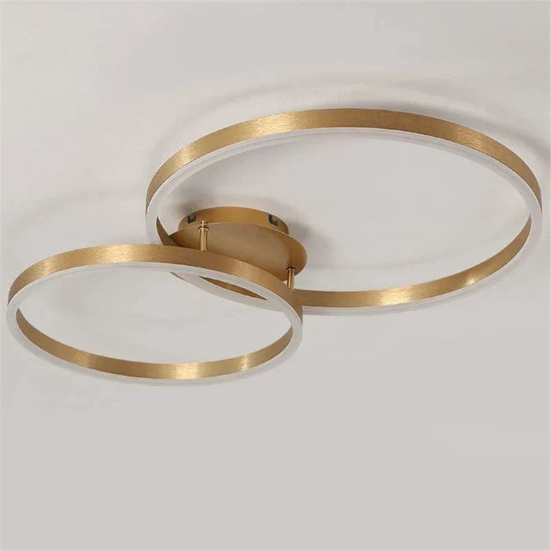 DecorBites™ مصباح سقف LED دائري ذهبي للقهوة مع غطاء مصباح أكريليك - وحدة إضاءة إبداعية لغرفة المعيشة