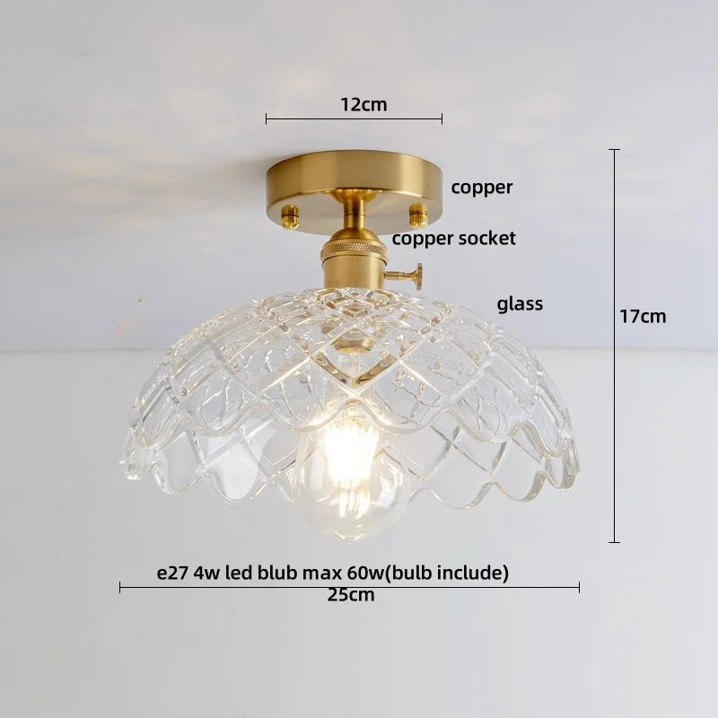 DecorBites™ Clear Glass LED Ceiling Light Fixture Modern Nordic Copper Knob Switch Lamp