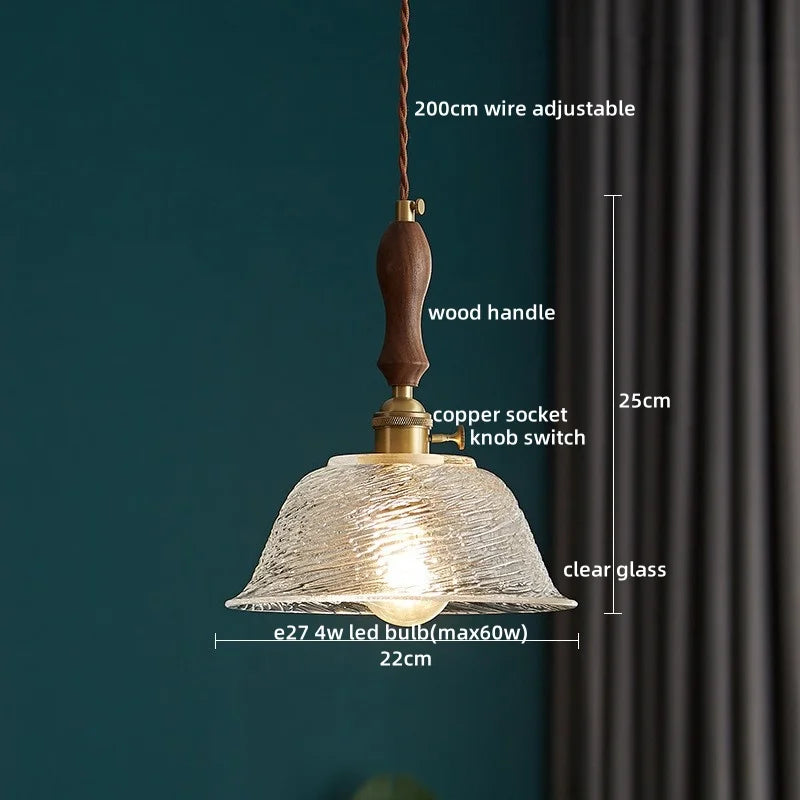 DecorBites™ Clear Glass Pendant Lamp Japanese Style LED Hanging Lights
