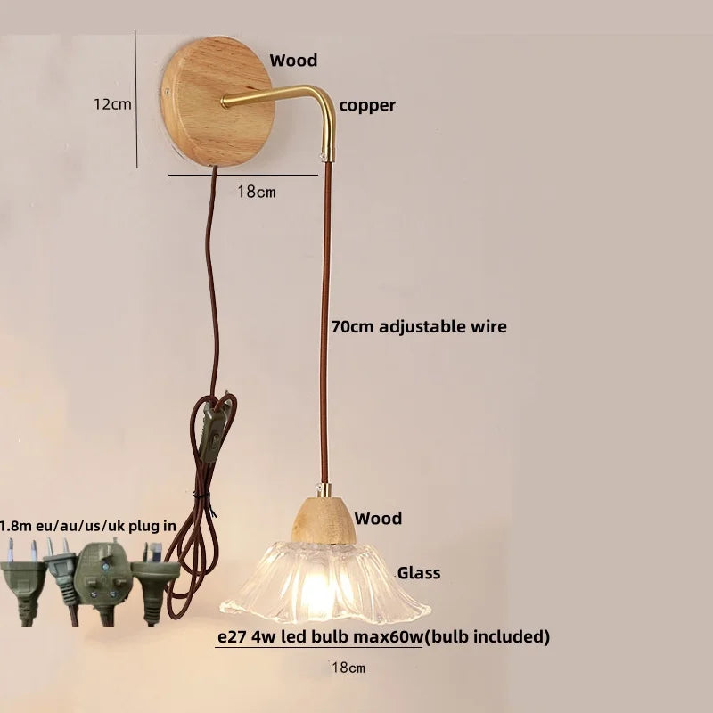DecorBites™ Clear Glass LED Wall Light with Pull Chain Switch